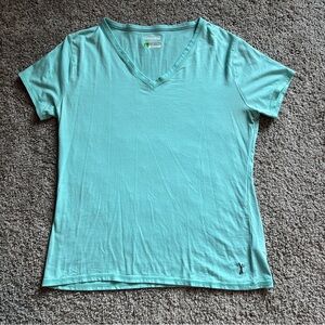Cariloha Size L Blue V-Neck Short Sleeve Shirt